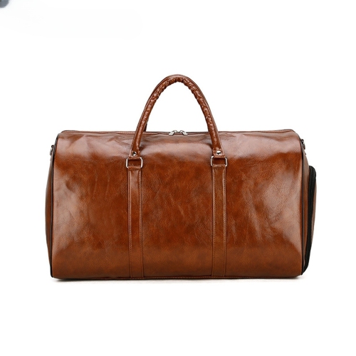 MYACUC  Large Leather Travel Bag, Waterproof Storage Bag for Men, Foldable Fitness Bag