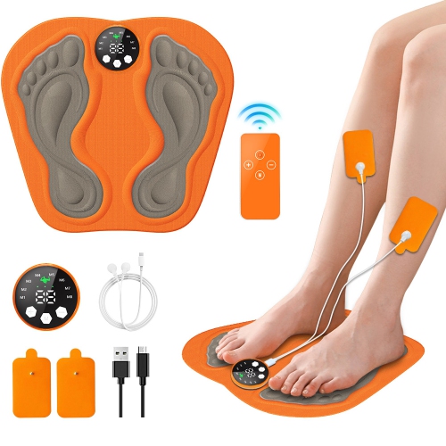 Appareil de massage micro-courant pour les pieds d'EMS, appareil de massage portatif avec 1 paire de coussins de massage et télécommande pour la