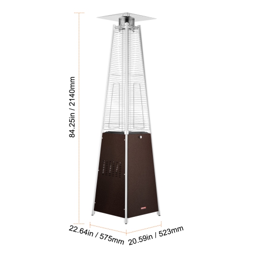 VEVOR 48000BTU Patio Heater for Outdoor Use, Pyramid Propane Heater w/Wheels, Quartz Glass Tube Outdoor Patio Flame Heater for Patio, Party,