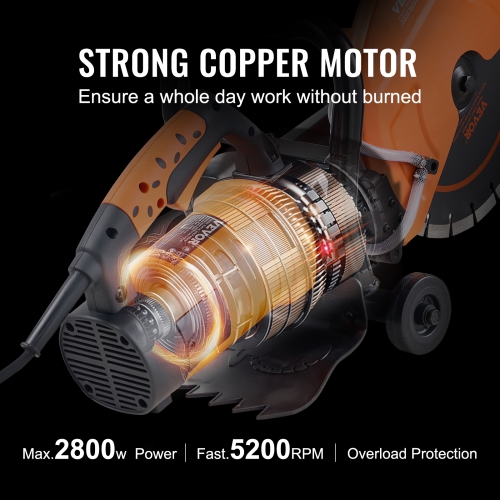 VEVOR 12 in Electric Concrete Saw, 1800 W 15 A Motor Circular Saw Cutter with Max. 4.5 in Adjustable Cutting Depth, Wet Disk Saw Cutter Includes