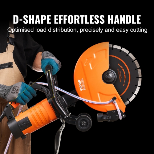 VEVOR 12 in Electric Concrete Saw, 1800 W 15 A Motor Circular Saw Cutter with Max. 4.5 in Adjustable Cutting Depth, Wet Disk Saw Cutter Includes
