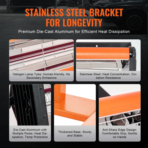 VEVOR 3300W Infrared Curing Lamp, 1-60 min Timing, Auto Heating Car Curing Light with Bracket, 8.61 sq.ft Baking Area Spray Baking Booth Heaters,