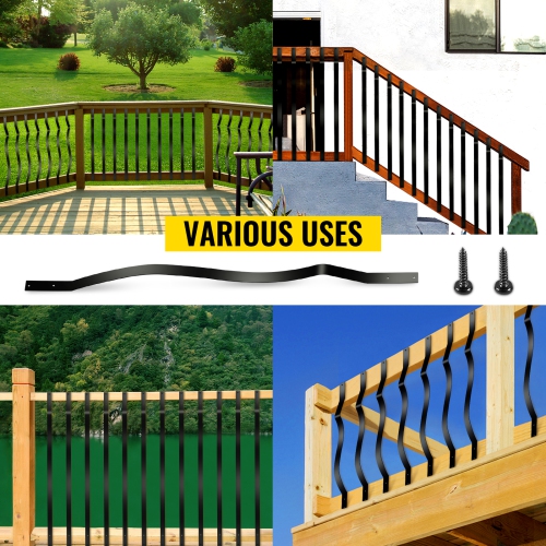 VEVOR 61 Pack Deck Balusters, Metal Deck Spindles, 29.5"x1" Staircase Baluster with Screws, Aluminum Alloy Deck Railing for Wood and Composite Deck,