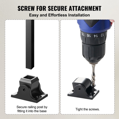 VEVOR 50 Pcs Aluminum Alloy Baluster Shoes Square Balusters Baluster Wrought Spindles for Staircase Slant Shoes with Screw Holes for Use with 1/2