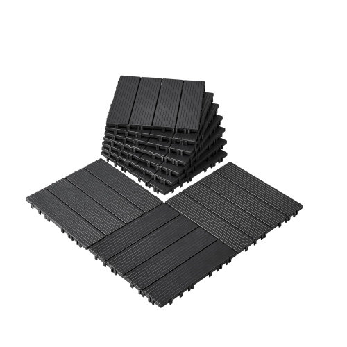 VEVOR  10 Pack Interlocking Deck Tiles, 12"x12" 10 Sq. Ft Plastic Waterproof Outdoor Flooring All Weather Use, Patio Floor Decking Covering Tiles For