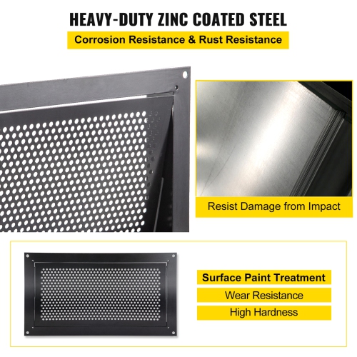 VEVOR 8" H x 16" W x 2" L Crawl Space Flood Vent Foundation Flood Vent to Reduce Foundation Damage and Flood Risk, Black, Wall Mounted for Crawl