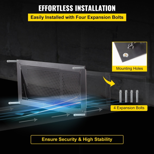 VEVOR 8" H x 16" W x 2" L Crawl Space Flood Vent Foundation Flood Vent to Reduce Foundation Damage and Flood Risk, Black, Wall Mounted for Crawl