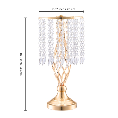 VEVOR 20PCS 43cm/16.9" Tall Crystal Wedding Flower Stand,Metal Wedding Centerpiece Vase, Gold Flower Holders Floral Display Rack for Tables Wedding