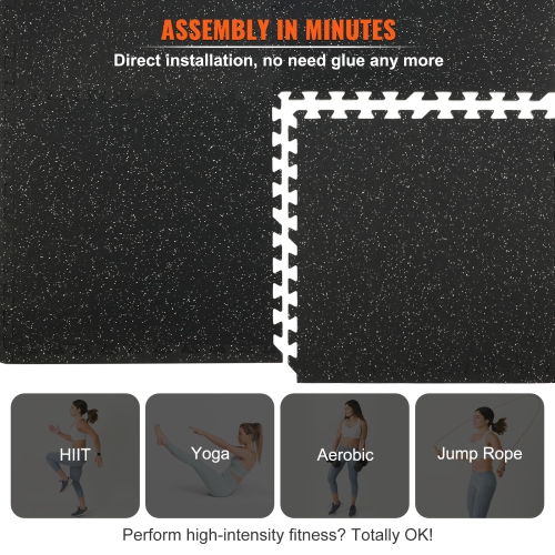 VEVOR EVA Interlocking Foam Floor Mats, 0.56 in Thickened 25 Pcs Puzzle Rubber Tiles, 24 x 24 in Exercise Floor Mat for Workout & Fitness,Heavy Duty