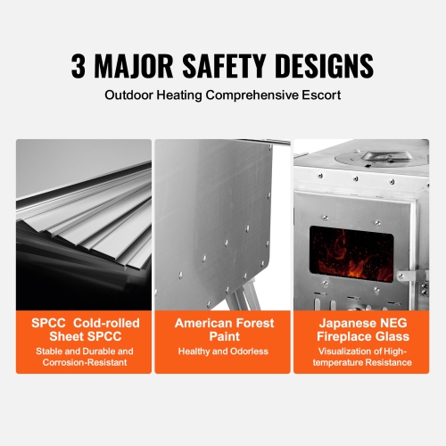 VEVOR 86 inch Wood Stove, Stainless Steel Camping Tent Stove,Portable Wood Burning Stove with Chimney Pipes & Gloves, 1646in³Firebox Hot Tent Stove