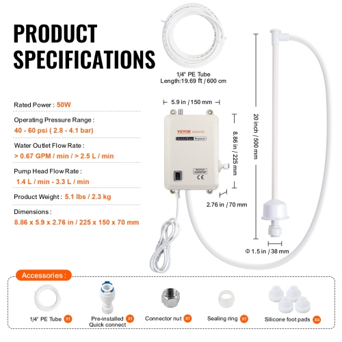 VEVOR 5 Gallon Bottled Water Dispenser Pump System, Dispensing System, Automatic Electric Water Dispenser, Single Inlet Water Jug Pump, Compatible