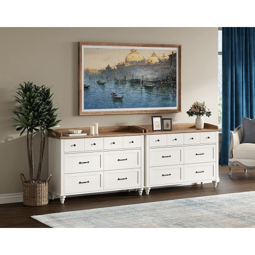 WAMPAT  Dresser for Bedroom With 6 Drawers, Kids Dressers With Wide Chest Of Drawers for Nursery, Living Room, Kids Room(Set Of 2)