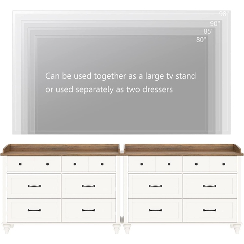 Dresser For Bedroom With 6 Drawers, Kids Dressers With Wide Chest Of Drawers For Nursery, Living Room, Kids Room(Set Of 2)