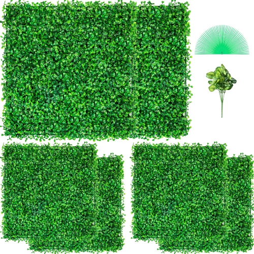 VEVOR  20" X 20" Artificial Boxwood Panel Uv 6PCs Boxwood Hedge Wall Panels, Artificial Grass Backdrop Wall 4 Cm Grass Wall, Fake Hedge for Decor