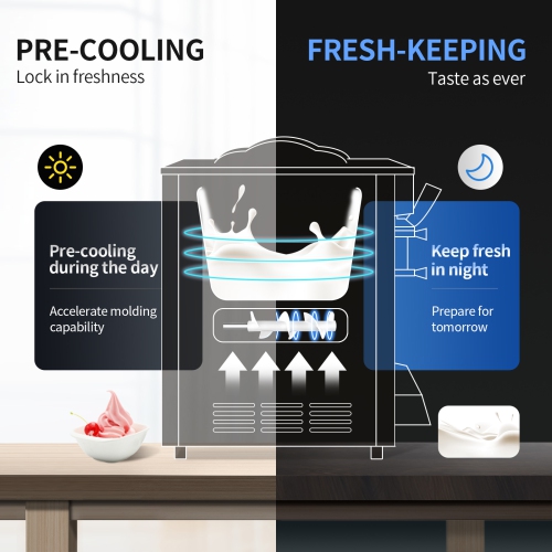 VEVOR 22-30L/H Yield Commercial Ice Cream Maker, 2350W Countertop Soft Serve Machine with 2x6L Hopper 2L Cylinder LCD Panel Puffing Shortage Alarm,