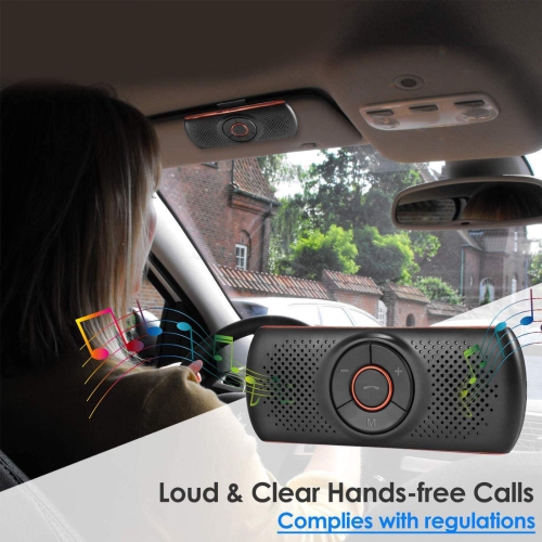 Haut-parleur mains libres Bluetooth pour l'auto, kit sans fil pour la conversation mains libres,Lecteur de musique, micro intégré/lecteur de cartes TF