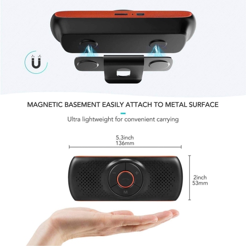 Haut-parleur mains libres Bluetooth pour l'auto, kit sans fil pour la conversation mains libres,Lecteur de musique, micro intégré/lecteur de cartes TF