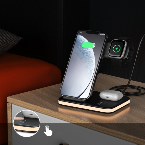 Wireless Charging Station with Night 4 In 1 Charging Station for Multiple Devices 15W Wireless Charger Stand IOS/Android