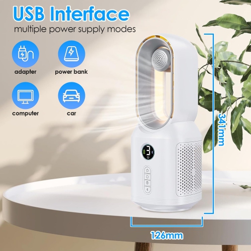 Ventilateur électrique sans pales à éclairage DEL Rechargeable par USB avec haut-parleur Bluetooth Ventilateur maison Musique vent Ventilateur de