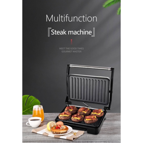 Presse à sandwichs de Panini, presse à sandwichs avec plaques à revêtement antiadhésif, couvercle verrouillable, poignée isolante, presse à panini