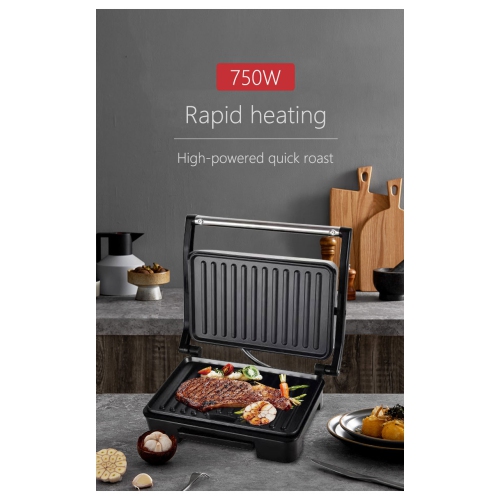 Presse à sandwichs de Panini, presse à sandwichs avec plaques à revêtement antiadhésif, couvercle verrouillable, poignée isolante, presse à panini