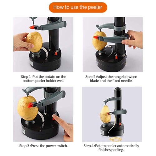 Electric Potato Peeler Automatic Apple Peeler Electric Fruits Vegetables Peeler(Black)