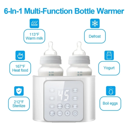 2-in-1 Bottle Warmer for Milk with Disinfect Function Food Warmer Bottle Sterilizer with LCD Display