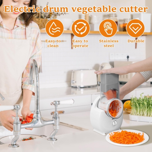 Electric Cheese Grater Detachable Cheese Shredder with 3 Blades USB Rechargeable Vegetable Chopper Professional Electric Cheese Cutter
