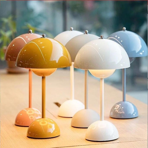 Mushroom Flower Bud Rechargeable Led Table Lamps Desk Night For Bedroom Dining Touch Night Light White