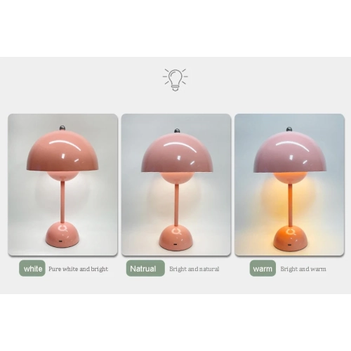 Mushroom Flower Bud Rechargeable Led Table Lamps Desk Night For Bedroom Dining Touch Night Light White