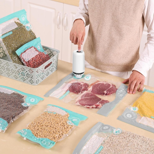 Handheld Vacuum Sealer, Portable Vacuum Sealer for Food, Save Sealer Food Vacuum Kit with 10 Reusable Vide Bags(21*22 cm)