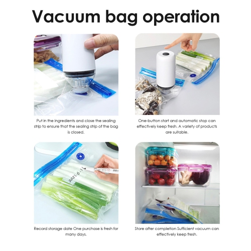 Handheld Vacuum Sealer, Portable Vacuum Sealer for Food, Save Sealer Food Vacuum Kit with 10 Reusable Vide Bags(21*22 cm)