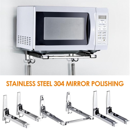 Microwave Oven Wall Mount,Black Microwave Rack,Stainless Steel Microwave Oven Rack,Suitable for Home Kitchen(Silver)