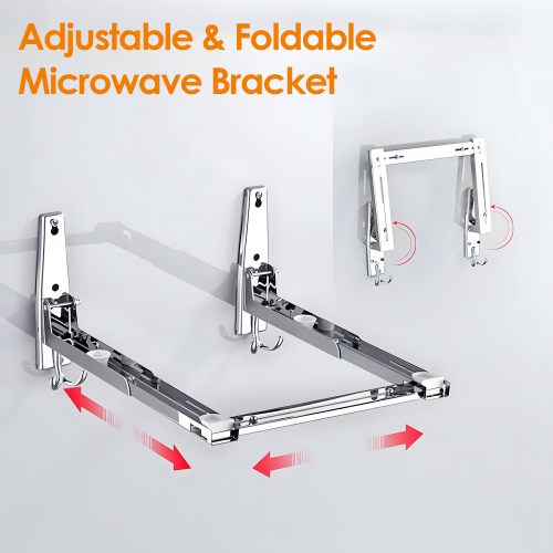 Microwave Oven Wall Mount,Black Microwave Rack,Stainless Steel Microwave Oven Rack,Suitable for Home Kitchen(Silver)