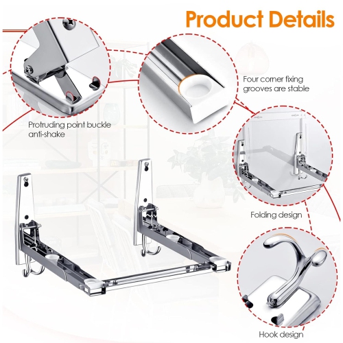 Microwave Oven Wall Mount,Black Microwave Rack,Stainless Steel Microwave Oven Rack,Suitable for Home Kitchen(Silver)