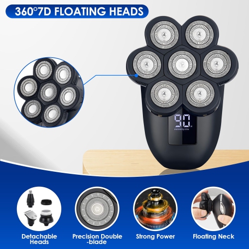 5 in 1 Electric Shaver for Men-Bald Head, Beard Trimmer, Nose Hair, Grooming Kit