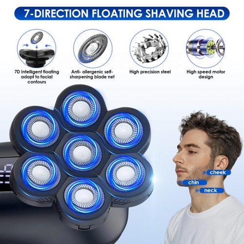 5 in 1 Electric Shaver for Men-Bald Head, Beard Trimmer, Nose Hair, Grooming Kit