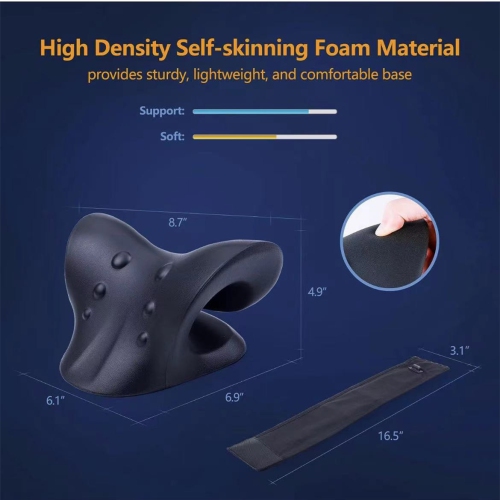 Heated Cervical Traction Device Pillow with Graphene Heating Pad, Neck and Shoulder Relaxer for Cervical Spine Alignment(Black)