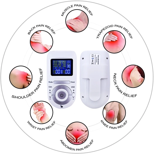 Tens Machine 12 Modes Electric Body Pulse Massager Digital Therapy Machine EMS Muscle Stimulator with Electrodes Pads Tens Unit