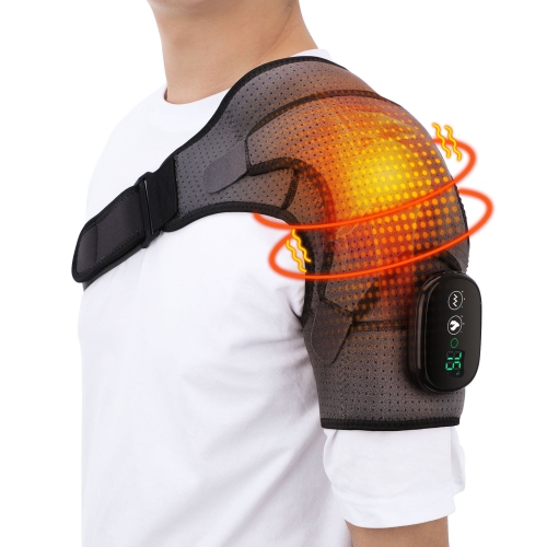Heated Shoulder Brace Wrap,Eletric Shoulder Heating Pad,Shoulder Massager with 3 Adjustable Vibrations and Heating Modes