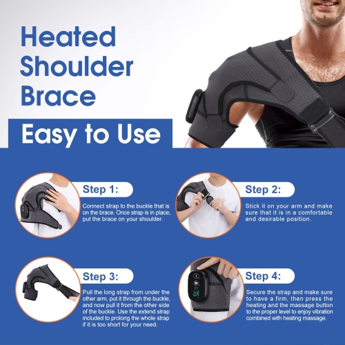 Heated Shoulder Brace Wrap,Eletric Shoulder Heating Pad,Shoulder Massager with 3 Adjustable Vibrations and Heating Modes