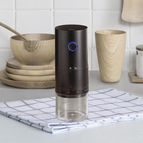 Moulin à café à meule électrique avec brosse de nettoyage pour le nettoyage du petit moulin à riz, noir