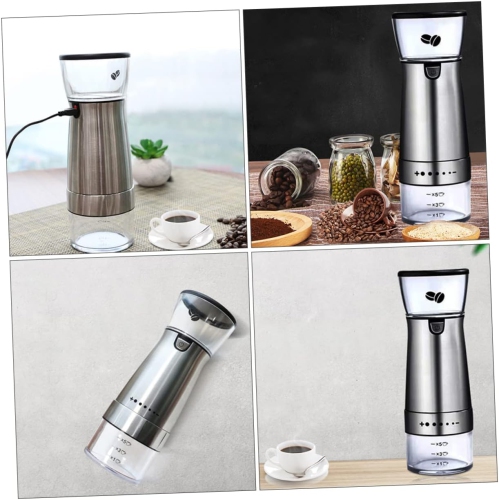 Moulin à café électrique en acier inoxydable Moulin à café portatif facile à nettoyer Argenté