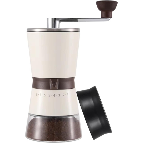 Moulin à café à canivelle à la main Moulin à café à grande capacité et bouteille de mouture fine et grossière réglable