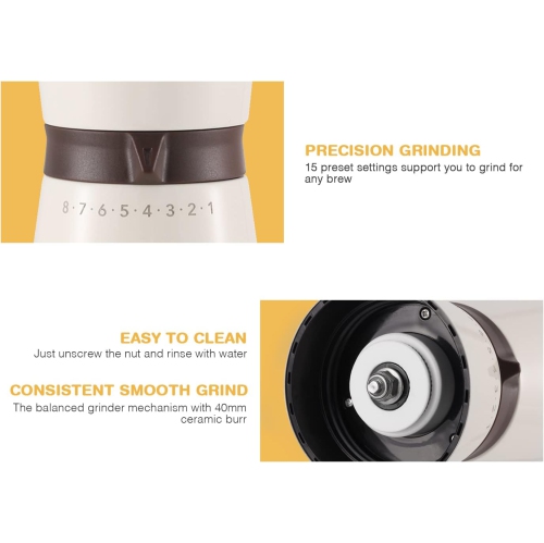 Moulin à café à canivelle à la main Moulin à café à grande capacité et bouteille de mouture fine et grossière réglable