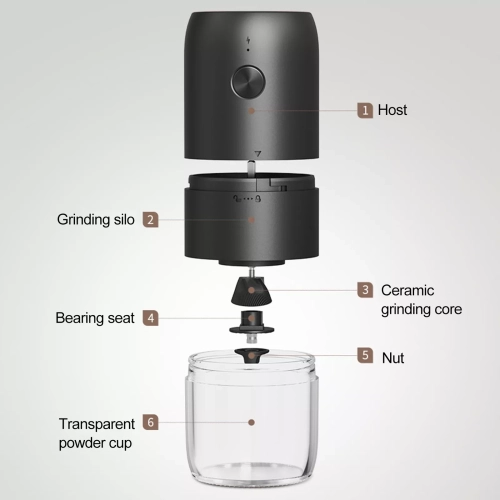 Cafetière sans fil Moulin électrique portatif à épaisseur de mouture réglable