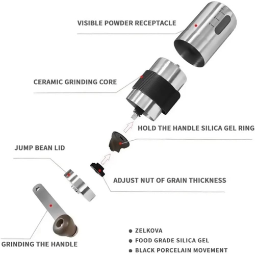 Moulin à café professionnel avec moulin à café en poudre portatif domestique avec balance idéal pour le camping voyage extérieur extérieur noir