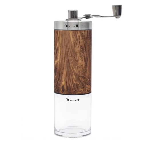 Moulin à café manuel Moulin à café réglable en acier inoxydable pour les amateurs de café en voyage Moulin à épices Effet de bois