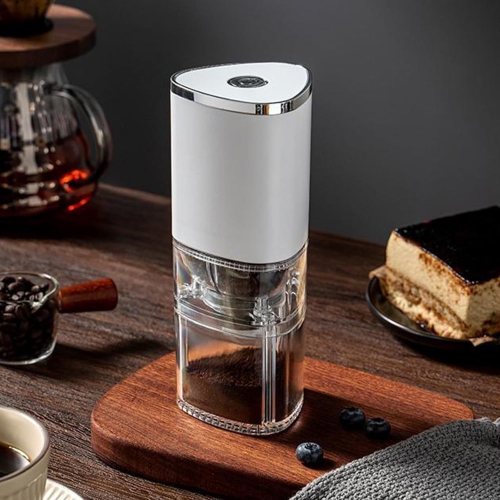 Electric Coffee Grinder Portable Rechargeable Coffee Grinder Coffee Bean Grinder, White