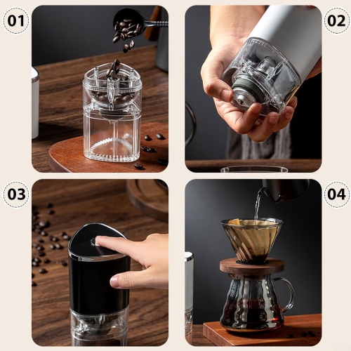 Electric Coffee Grinder Portable Rechargeable Coffee Grinder Coffee Bean Grinder, White
